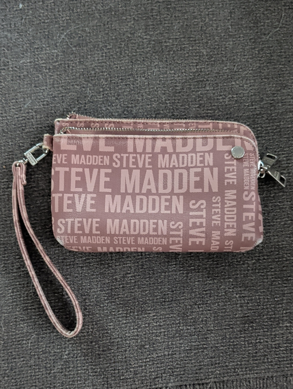 Steve Madden Pink Logo Wristlet with Silver Accent
